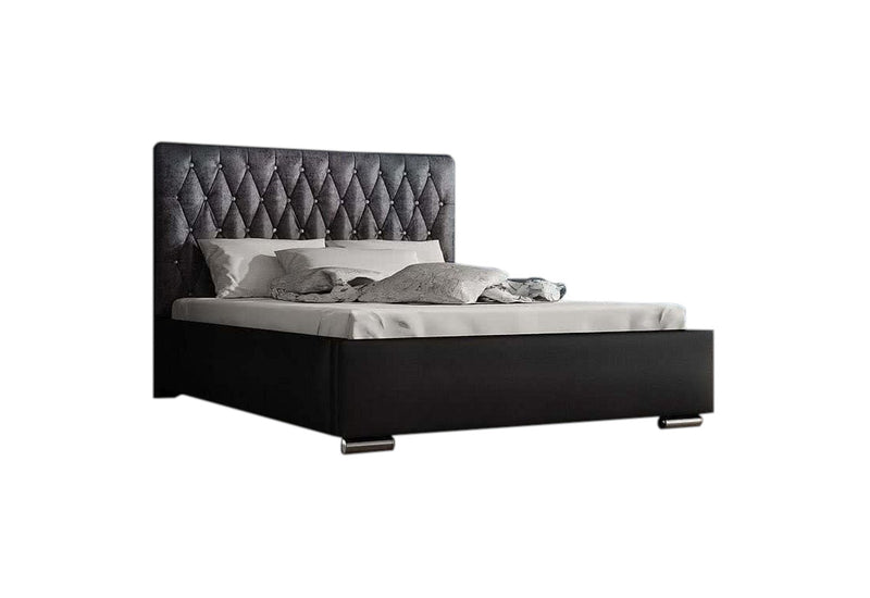 Čalúnená posteľ SIENA + rošt + matrac, Siena05 s kryštálom/Dolaro08, 140x200 - - 0