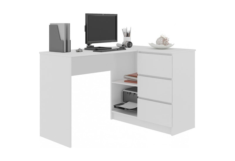 Písací stôl AKORD B16 3SZ, 124,5x77x50, biela, pravá - - 0