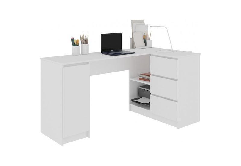 Písací stôl AKORD B20, 155x77x85/48,5, biela, pravá - - 0