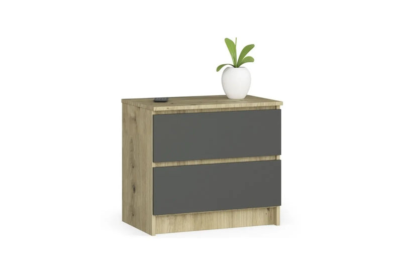 Komoda K60 2SZ, 60x55x40, dub artisan/grafit - - 0