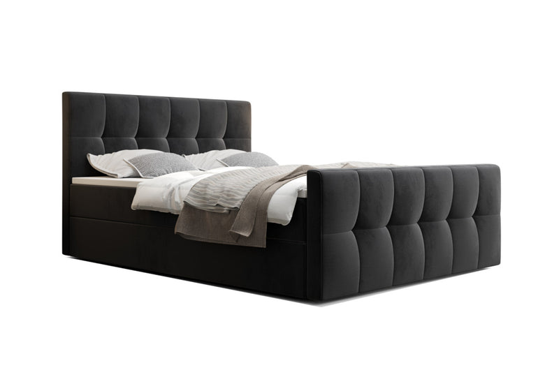 Čalúnená posteľ boxspring MANHATTAN 2, 90x200, monolith 97, ľavá - - 0