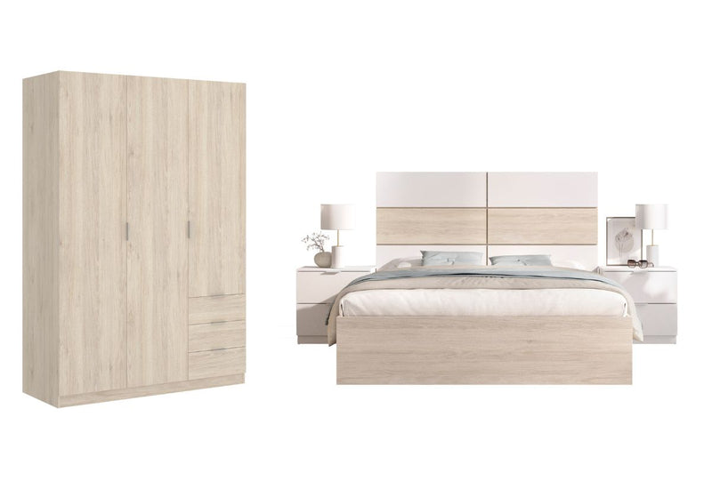 Spálňová zostava ASTRA + rošt, 160x200, biela/prírodná - - 0