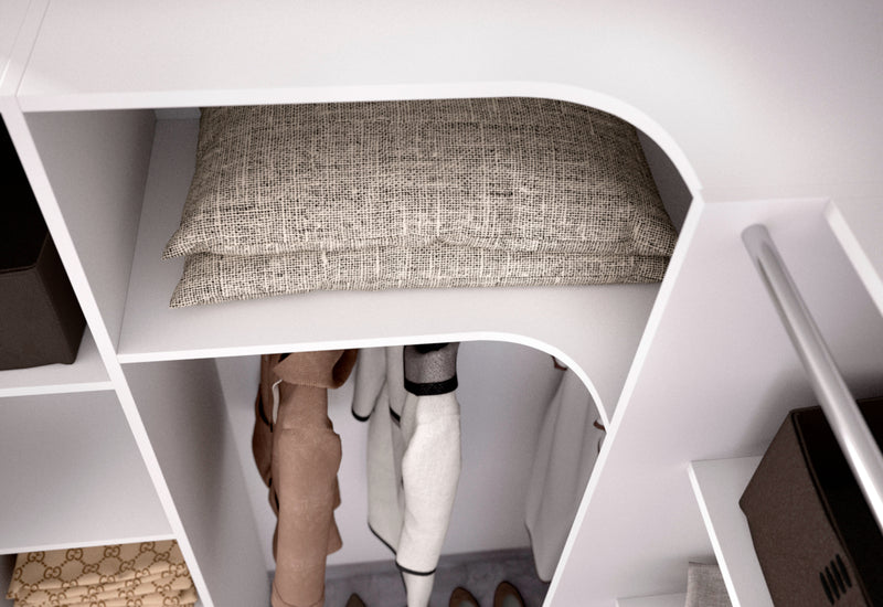 Rohová otvorená šatníková skriňa so závesom SUIT 2 - DETAIL - 1