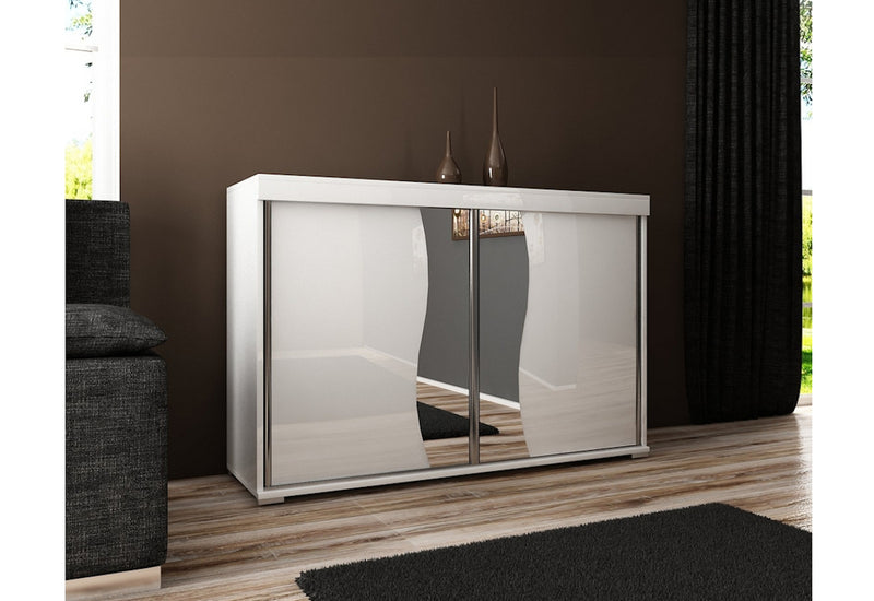 Komoda TABLET 2, 120x94x45, biela/zrkadlo - - 0