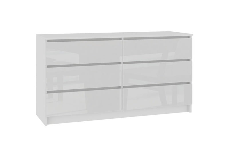 Komoda K140 6SZ, 138x77x40, biela/biela lesk - - 0