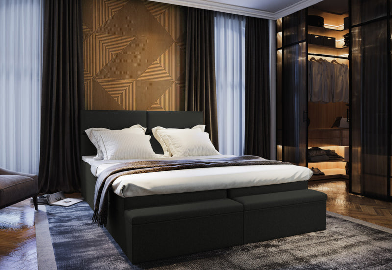 Čalúnená posteľ boxspring MELFI, 140x200, sawana 14 + topper - - 0
