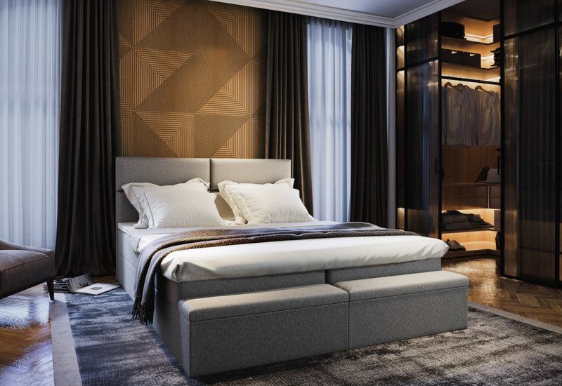 Čalúnená posteľ boxspring MELFI, 140x200, sawana 21 + topper - - 0