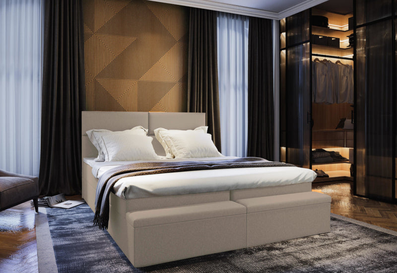 Čalúnená posteľ boxspring MELFI, 140x200, sawana 24 + topper - - 0