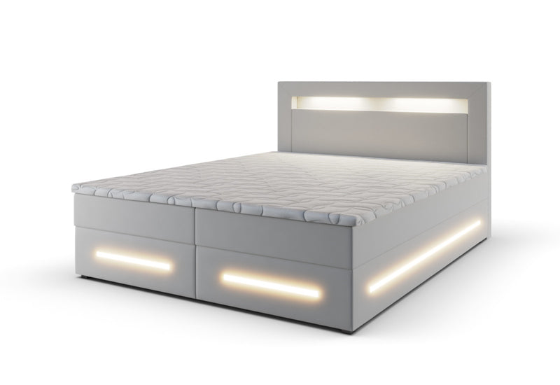 Čalúnená posteľ boxspring MANU + topper, 140x200, soft 17 - - 0