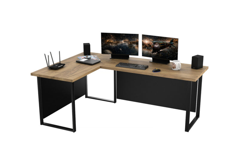 Počítačový rohový stôl VINI + doska, 200/135x74x65, dub craft - - 0