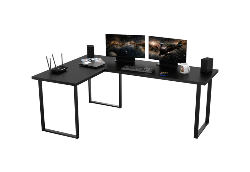 Počítačový rohový stôl VINI, 200/135x76x65, čierna - - 0