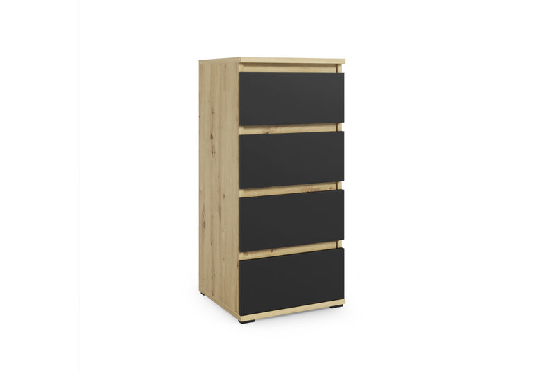 Vysoká komoda DAKA 1, 40x88x30, dub artisan/černý - - 0