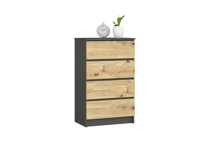 Komoda K60 4SZ, 60,4x99x40, grafit/dub artisan - - 0