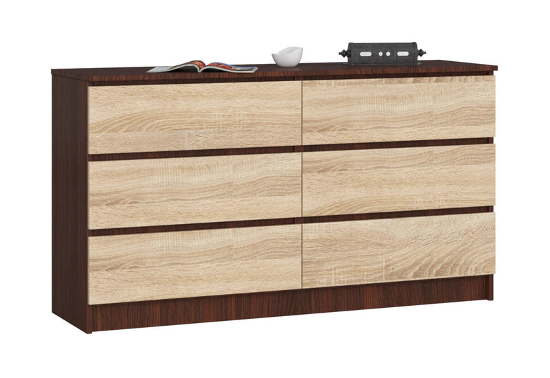 Komoda K140 6SZ, 138,4x77x40, wenge/dub sonoma - - 0
