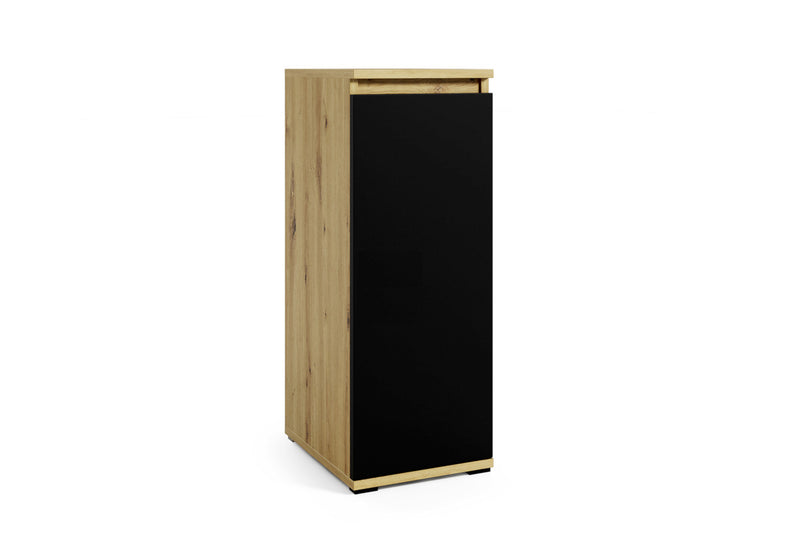 Vysoká komoda DAKA, 40x88x30, dub artisan/černý - - 0
