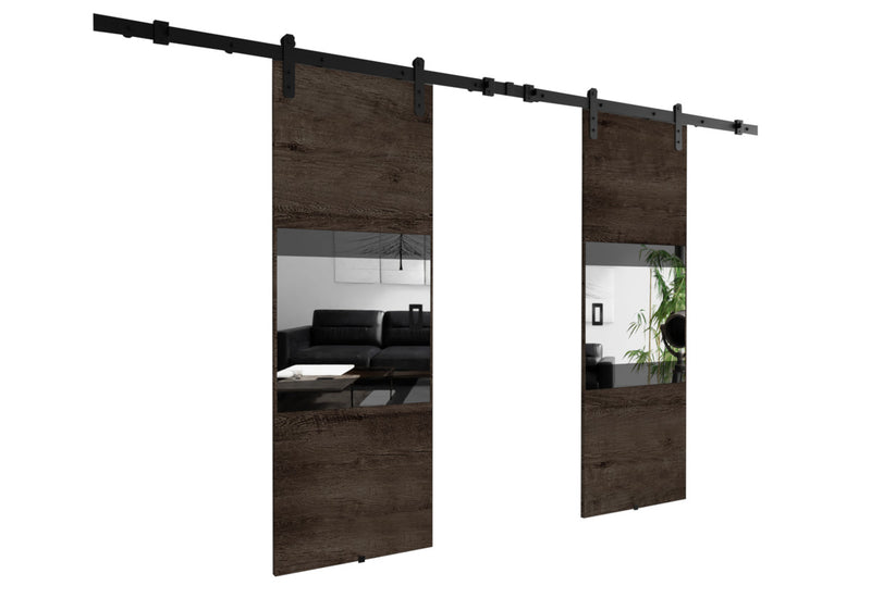 Posuvné dvere MIA DUO 132, 132x205, tmavý jaseň/čierna lakobel - - 0