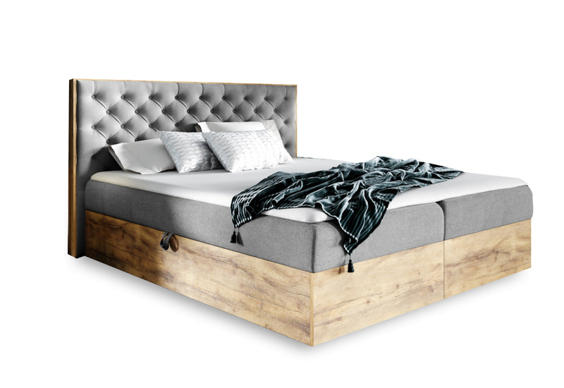 Manželská posteľ WOOD 3 + topper, 160x200, dub lancelot/faro 4 - - 0