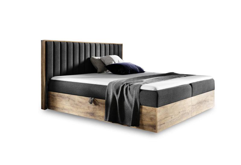 Manželská posteľ WOOD 4 + topper, 140x200, dub lancelot/faro 6 - - 0