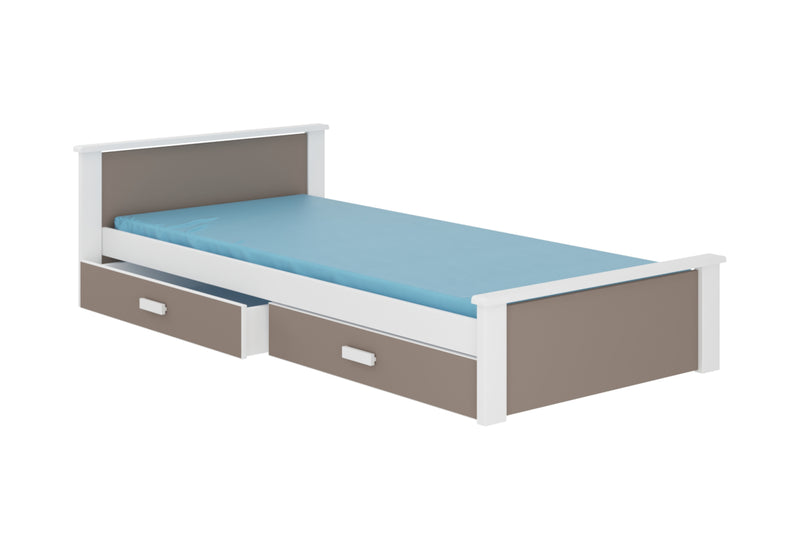 Posteľ ALDEX + matrac, 180x80, biela/trufla - - 0