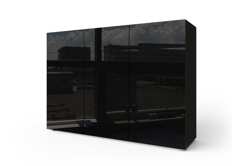 Komoda BOXING 13, 138x92x38, čierna/čierna lesk - - 0