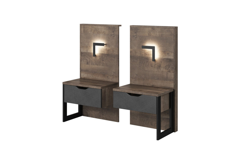 Set nočných stolíkov ADREN, 51,6x100x36,5, dub sand grande/matera - - 0
