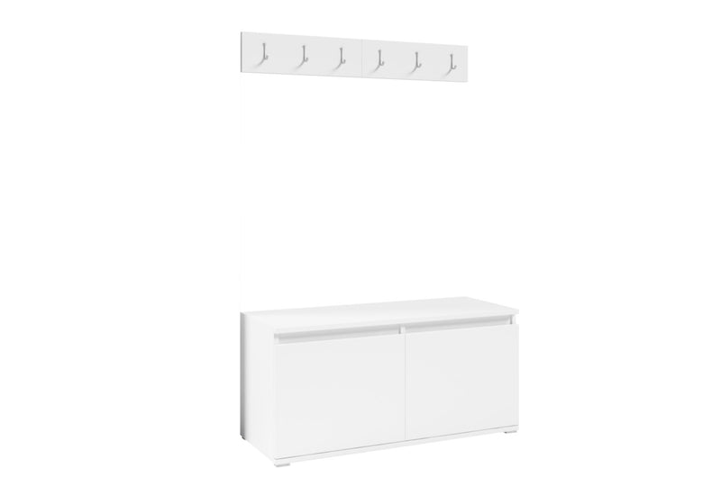 Botník s vešiakom EMI, 100x49,5x40, biela - - 0