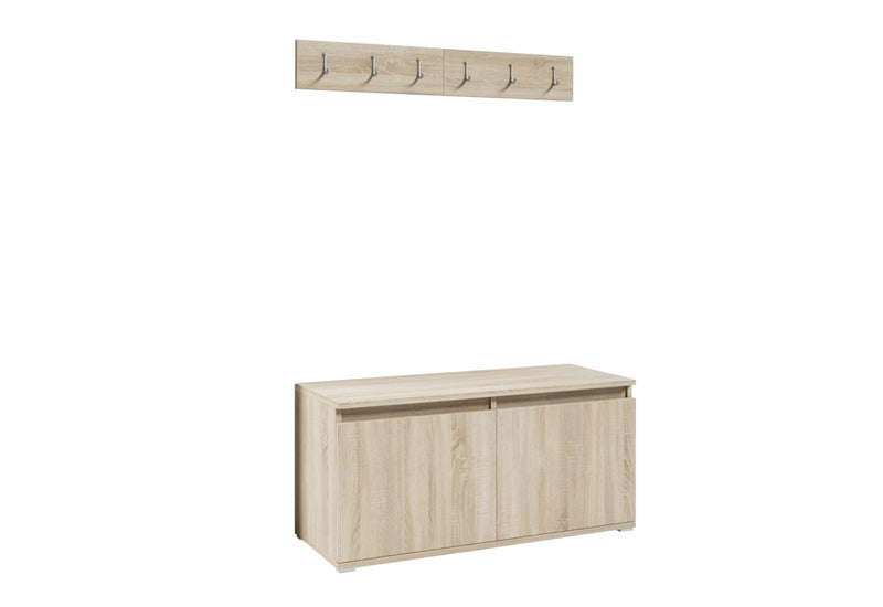 Botník s vešiakom EMI, 100x49,5x40, dub sonoma - - 0