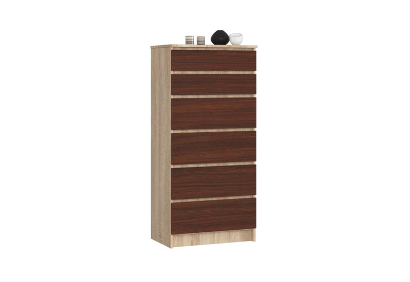 Vysoká komoda K60 6SZ, 60,4x129,3x40, dub sonoma/wenge - - 0