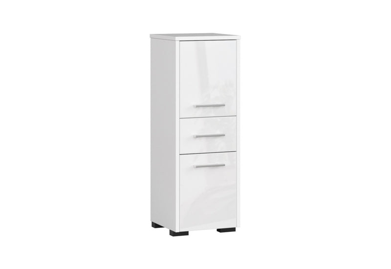 Kúpeľňová skrinka FIN 2D 1SZ, 30x85x30, biela/biela lesk - - 0