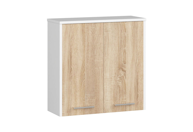 Kúpeľňová skrinka FIN W60 2D, 60x60x22,5, biela/dub sonoma - - 0