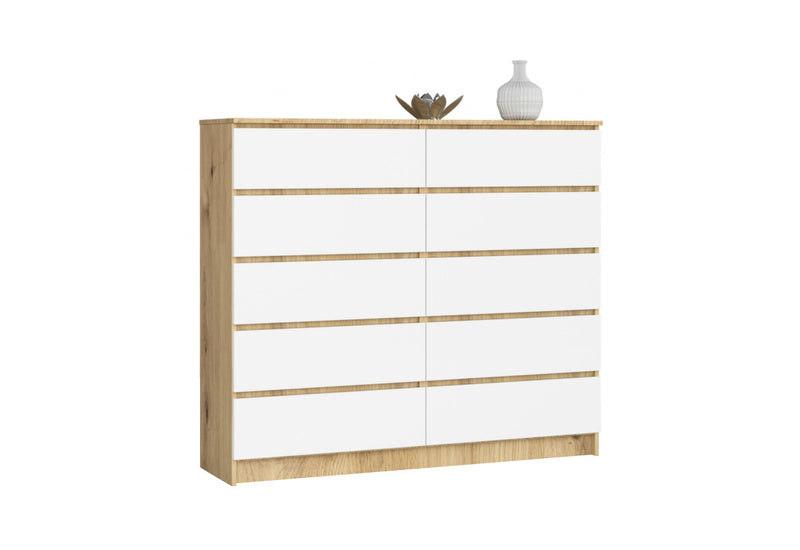 Komoda K140 10SZ 2, 138x121x40, dub artisan/biela - - 0