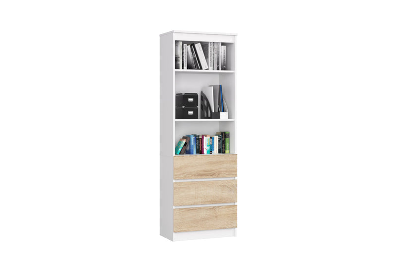 Regál R60 3SZ 2P, 60x180x35, biela/dub sonoma - - 0