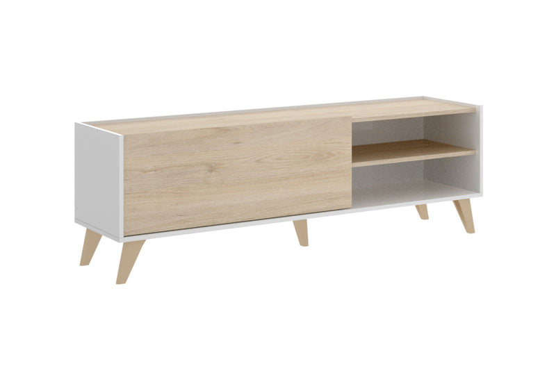 TV stolík NESS, 155x47x43, biela/prírodný - - 0
