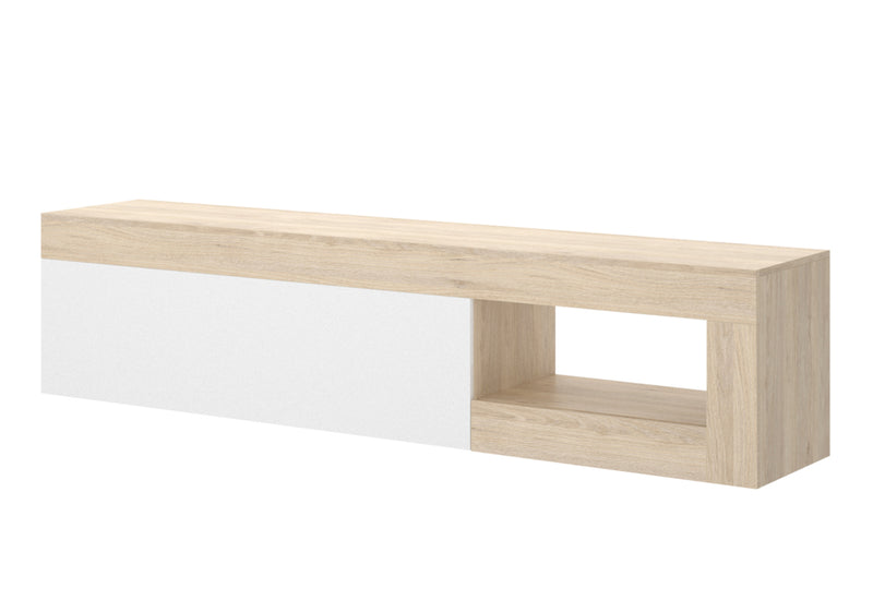 TV stolík LEBO, 204x48x42, hnedý/biely lesk - - 0