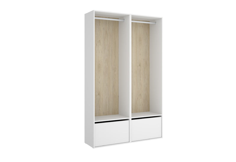 Otvorená šatníková skriňa SUIT, 120x205x45, biela/prírodná - - 0