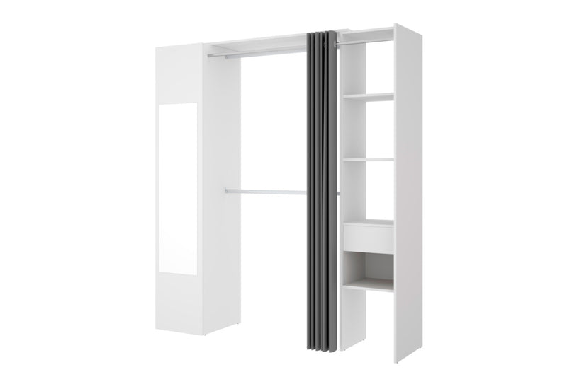Šatníková skriňa so zrkadlom SUIT, 177,4x205x52, biela - - 0