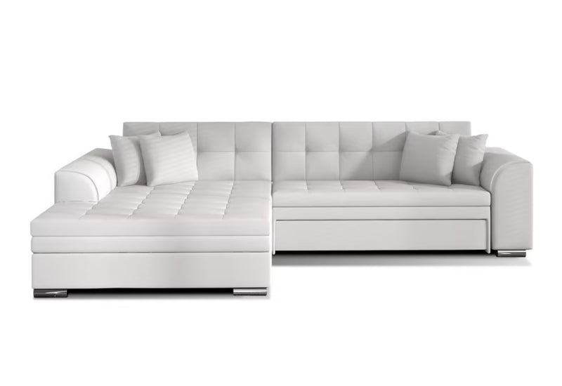 Rohová rozkladacia sedačka SORENTO, 294x80x196, soft017white, ľavá - - 0