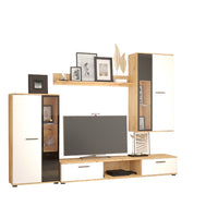 Obývacia stena SALSA, 241x180x40,5, biela / dub artisan -  - 0