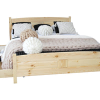 Vyvýšená posteľ Joana + pěnový matrac COMFORT 14 cm + rošt ZADARMO, 180 x 200 cm, prírodný-lak -  - 0