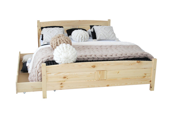 Vyvýšená posteľ Joana + pěnový matrac COMFORT 14 cm + rošt ZADARMO, 180 x 200 cm, prírodný-lak -  - 0