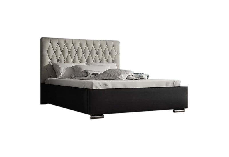 Čalúnená posteľ SIENA + rošt + matrac, Siena06 s gombíkom/Dolaro08, 140x200 -  - 0