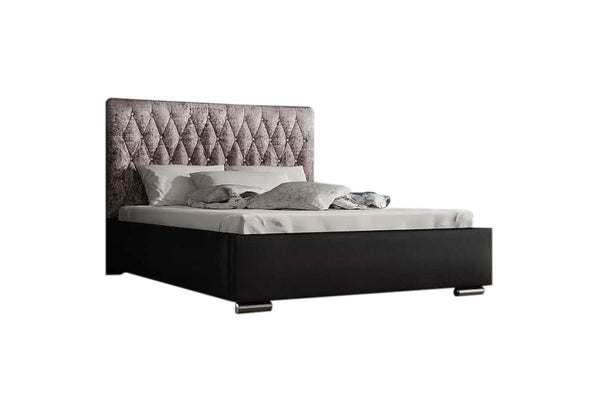 Čalúnená posteľ SIENA + rošt, Siena02 s kryštálom/Dolaro08, 140x200 -  - 0