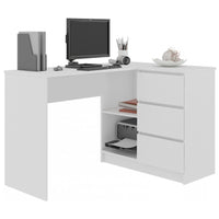 Písací stôl AKORD B16 3SZ, 124,5x77x50, biela, pravá -  - 0