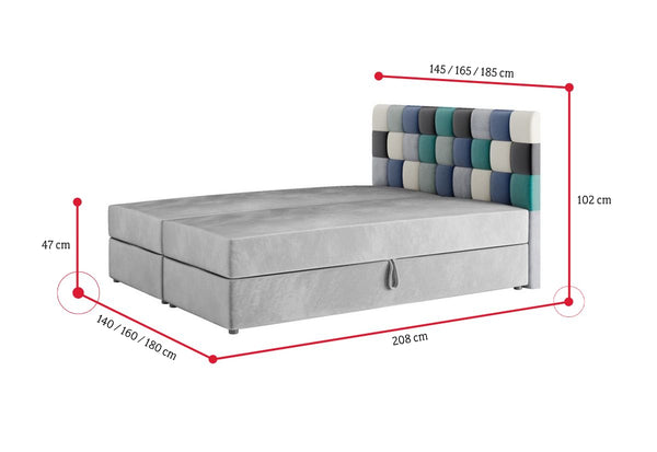 Čalúnená posteľ boxspring LEMON + úložný priestor + matrac + rošt - ROZMEROVKA - 2