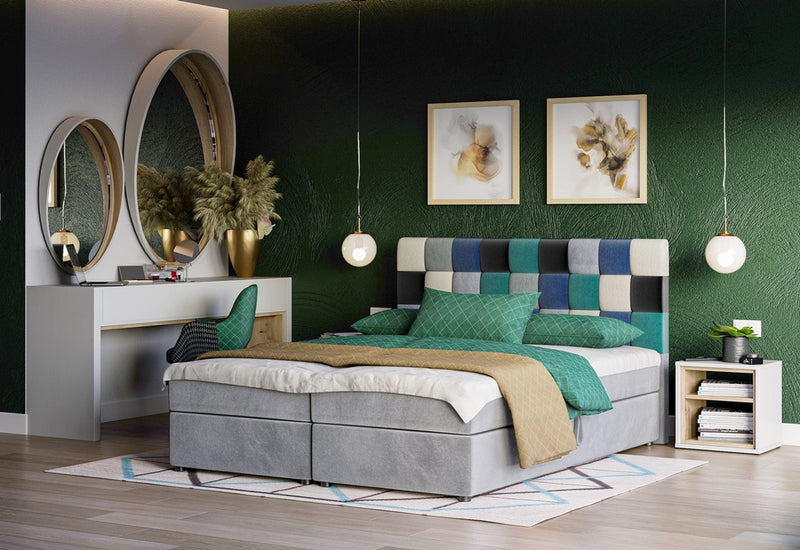 Čalúnená posteľ boxspring LEMON + úložný priestor + matrac + rošt - ARANZ - 1