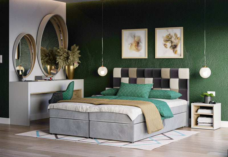 Čalúnená posteľ boxspring LEMON + úložný priestor + matrac + rošt - ARANZ - 2