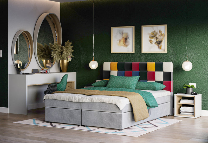 Čalúnená posteľ boxspring LEMON + úložný priestor + matrac + rošt - ARANZ - 3