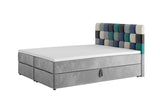 Čalúnená posteľ boxspring LEMON + topper, 140x200, itaka 14/modrá -  - 0
