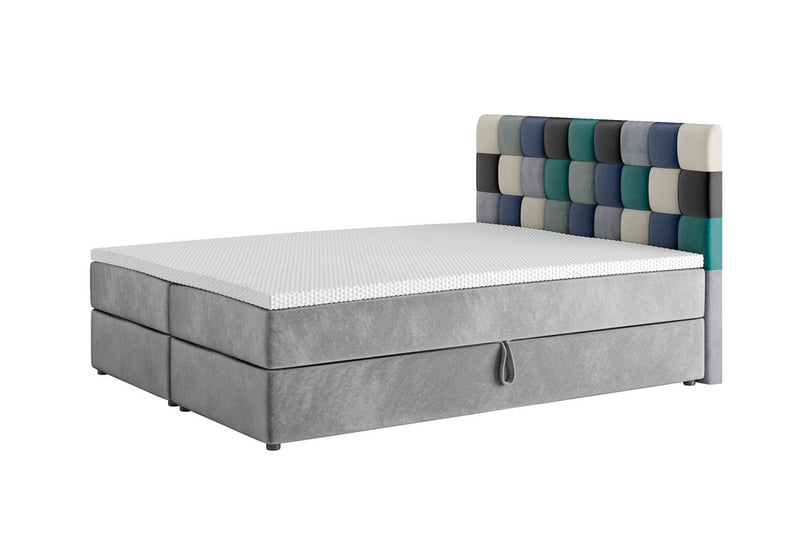 Čalúnená posteľ boxspring LEMON + topper, 140x200, itaka 14/modrá -  - 0