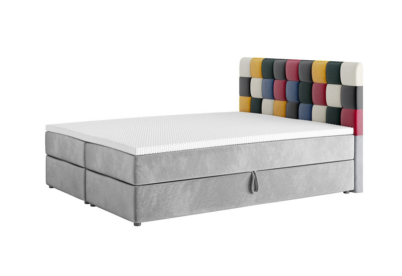 Čalúnená posteľ boxspring LEMON + topper, 140x200, itaka 14/červená -  - 0